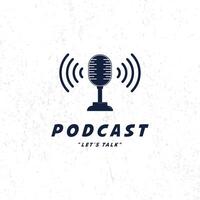 podcast radio logo icono. ilustración con grunge antecedentes vector