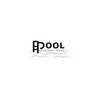 swimming pool ladder logo design vector