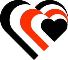 Abstract red and black heart icon png