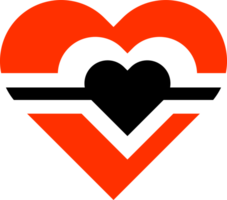 Abstract red and black heart icon png