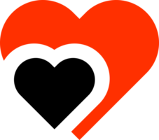Abstract red and black heart icon png