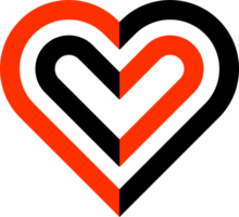 Abstract red and black heart icon png