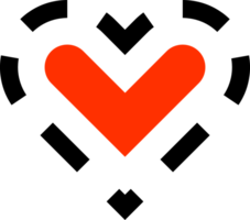 Abstract red and black heart icon png