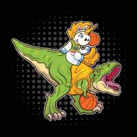 baloncesto jugador dinosaurio y unicornio ilustración para t camisa diseño vector