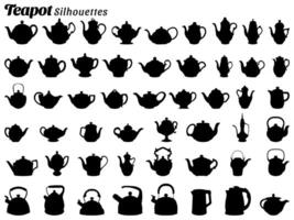 Set of types of teapot illustration silhouettes vector