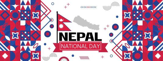 Nepal National day or Happy Teej Festival banner with abstract shapes vector