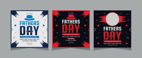 Father's day social media post template, Father's Day posters, banners, ads,social media, promotions, and sales vector