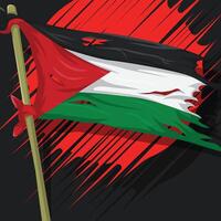 Illustration of Palestinian flag flying with abstract moon background suitable for t-shirt design vector