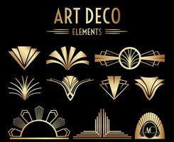 Geometric Gatsby Art Deco Ornaments or Decoration Elements vector