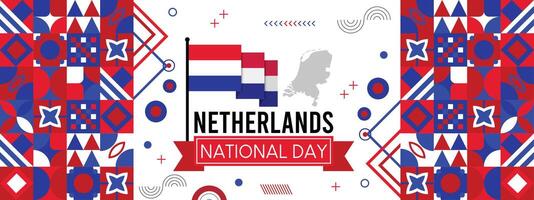 Netherlands national day banner design.Dutch flag background. creative independence day banner, Poster, card, banner, template, for Celebrate annual..eps vector
