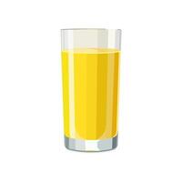 Full glass of yellow juice isolated on white background. illustration in flat style with drink. Clipart for card, banner, flyer, poster design vector