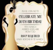 Gatsby Art Deco Invitation Design with Elegant Women in Dress vector