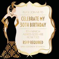 Gatsby Art Deco Invitation Design with Elegant Women in Dress vector