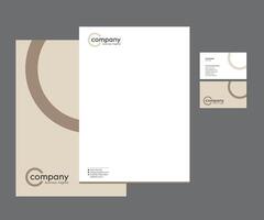 Beige Stationery Letterhead, Business Card Set with Logo Design vector