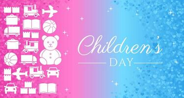 Magical Children's Day Background Illustration in Pink and Blue Colors vector