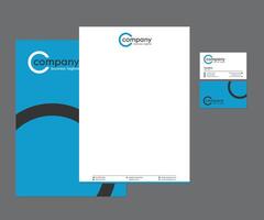 Blue Letterhead, Business Card Set with Logo Design vector