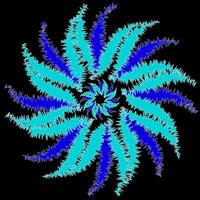 original redondo modelo en el formar de un azul flor en un negro antecedentes vector