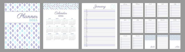 Purple 2022 Calendar Planner or Schedule Organizer Template vector