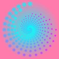 Spiral pattern of blue flowers on a pink background vector