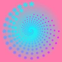 Spiral pattern of blue flowers on a pink background vector