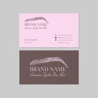 Pink and Brown Eyebrows Artist Business Card Design Template vector