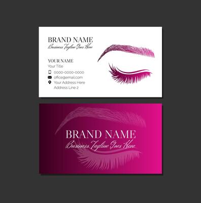 Pink Eyebrow and Lash Extension Make Up Artist Business Card Design Template