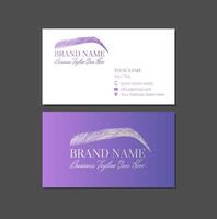 Purple Eyebrows or Brows Make Up Artist Business Card Design Template vector