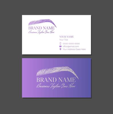 Purple Eyebrows or Brows Make Up Artist Business Card Design Template