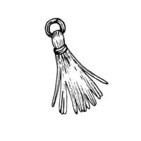 Graphic illustration of a tassel with fringed decoration, isolated. For decoration, patterns vector