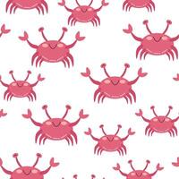 Seamless pattern of cartoon crab on a white background. illustration for children's wallpaper, textiles, packaging. vector