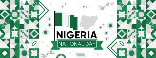 Nigeria national day banner with Nigerian flag colors background. creative independence day banner, Poster, card, banner, template, for Celebrate annual vector