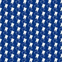 Dark Blue Dental Pattern Design with Teeth or Tooth vector