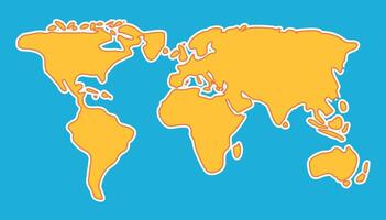 mundo mapa con continentes para niños vector