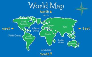 World Map Illustration for Children with Continents and Oceans vector