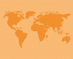 Orange World Map Illustration with Dots vector