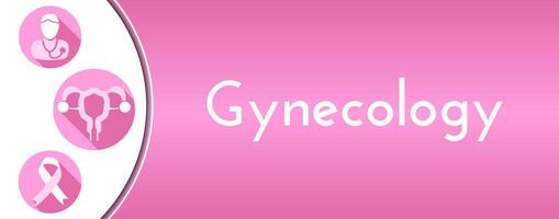 Gynecology Illustration Background with Uterus, Cancer Ribbon and Doctor Icons vector