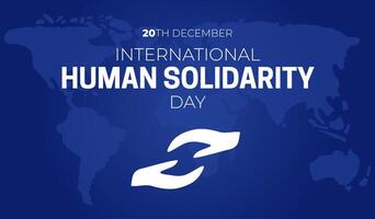 Blue International Human Solidarity Day Background Illustration with Handshake vector