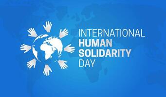 Blue International Human Solidarity Day Background Illustration with Globe and Hands vector