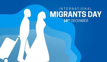 Blue International Migrants Day Background Illustration with Abstract Water Waves vector