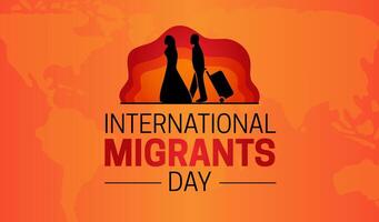 Oange International Migrants Day Background Illustration with Man and Woman vector