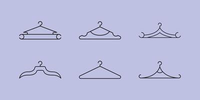 set collection of clothes hanger logo line art icon designs, minimalist hanger logo icon vector
