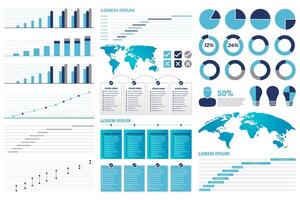 infografía elementos con gráficos, mapa y por ciento símbolos vector