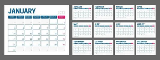 2022 Corporate Calendar Design vector