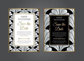 Silver Art Deco Gatsby Invitation Design vector