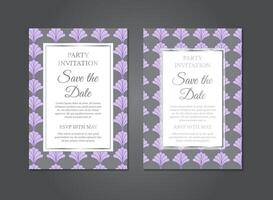 púrpura Arte deco gatsby salvar el fecha invitación diseño vector
