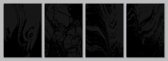 Black Marble Background Set. Dark Luxury Texture Collection vector