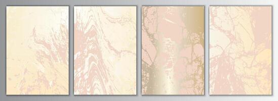 Gold and Rose Gold Marble Background Set. Elegant Texture Collection vector