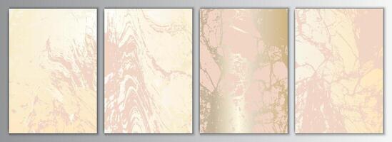 Gold and Rose Gold Marble Background Set. Elegant Texture Collection vector