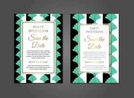 Arte deco gatsby moderno verde negro invitación diseño vector