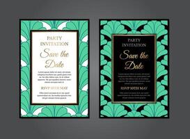 Art Deco Gatsby Modern Green Black Invitation Design vector